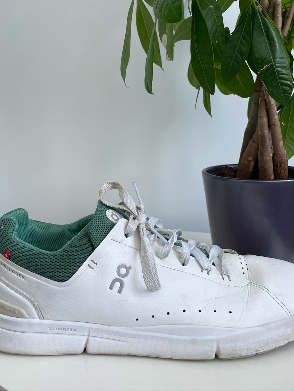 Men Size 12 On Cloud The Roger Advantage White Green Olive Shoes